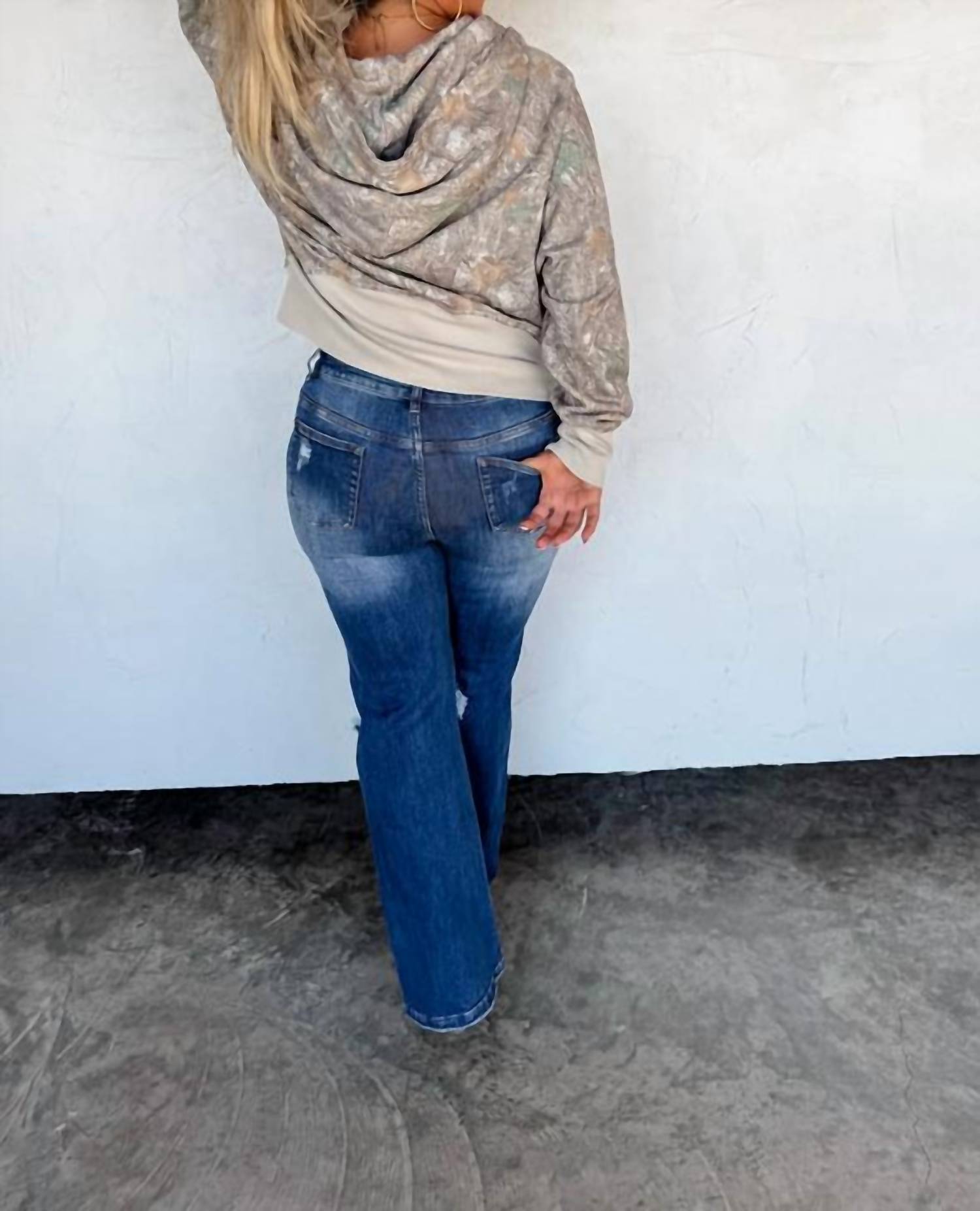 BLAKELEY Woods Easy Does It Pullover in washed camo - women's top - alternate view