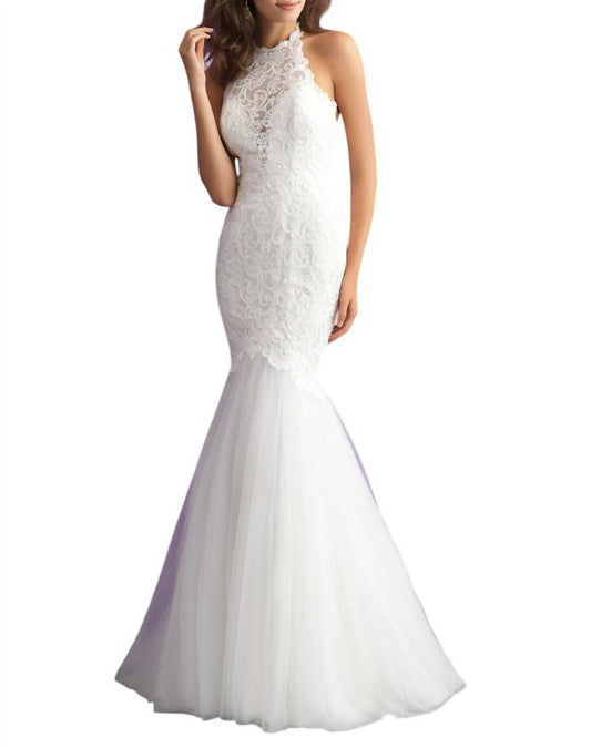 Allure Bridals - Lace Halter Mermaid Gown with Low Back