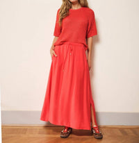 Esqualo - ELASTIC WAIST SLUB LONG SKIRT