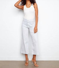 Charlie B - Striped Cropped Patch Pocket Flare Twill Pants
