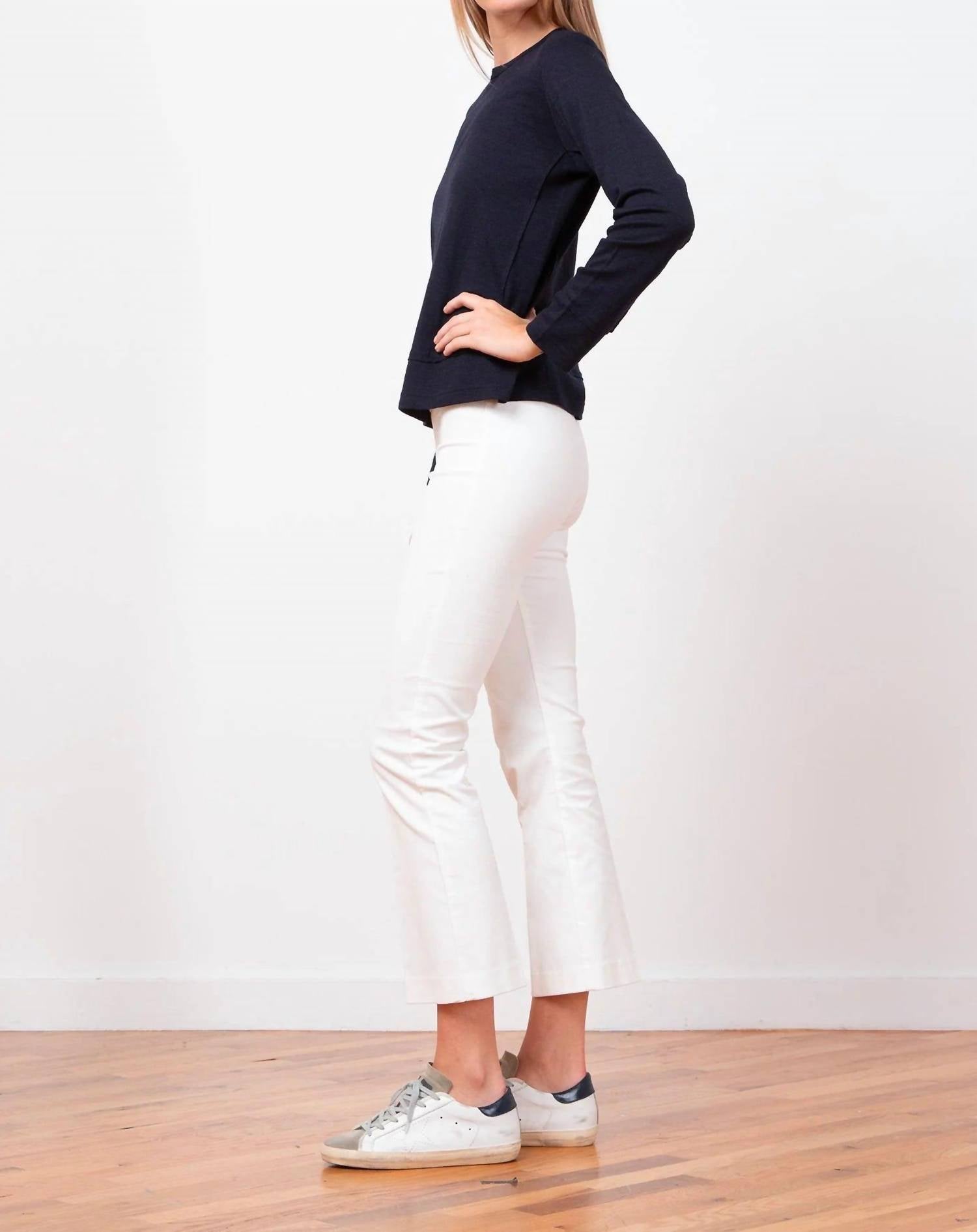 Avenue Montaigne Leo Cropped Flare Pants in off white - women's pants - detail view