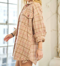 Davi & Dani - Plaid Long Sleeve Jacket With Front Pocket - Plus