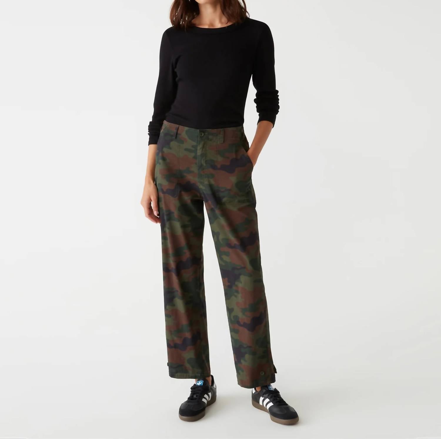 Michael Stars Maxine Convertible Straight Leg Pant in olive camo - women's pants