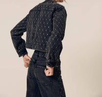 Le Jean Diamond Stitch Jacket in black - women's jacket - detail view