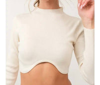 Papermoon - Remi Long Sleeve Button Slim Fit Crop Top