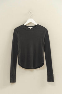 Very J - Mineral Wash Fitted Ribbed Top