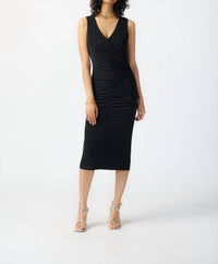 Joseph Ribkoff Gathered Midi Dress in black - women's dress
