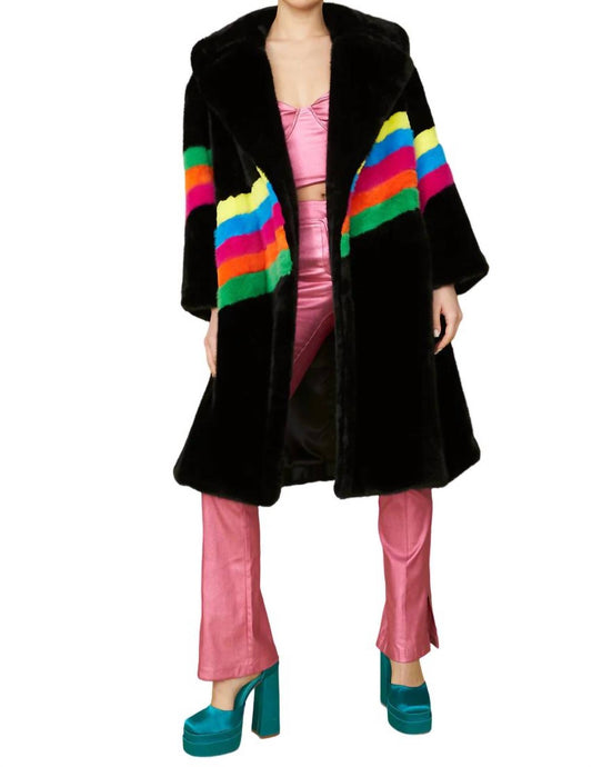 Jayley - Sauki Rainbow Faux Fur Coat