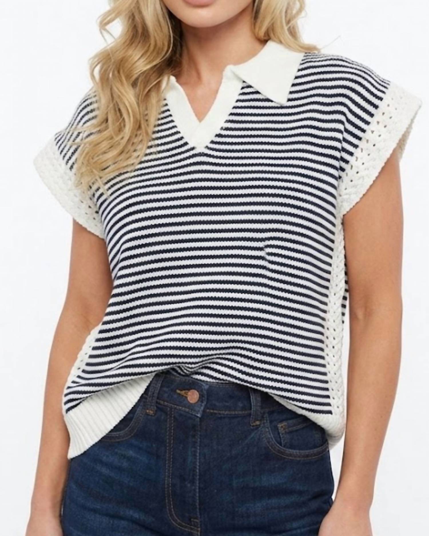 Karlie - Stripe Sleeveless Sweater