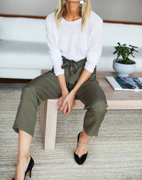 EMERSON FRY Paris Cropped Ankle Pants in army - women's pants - detail view