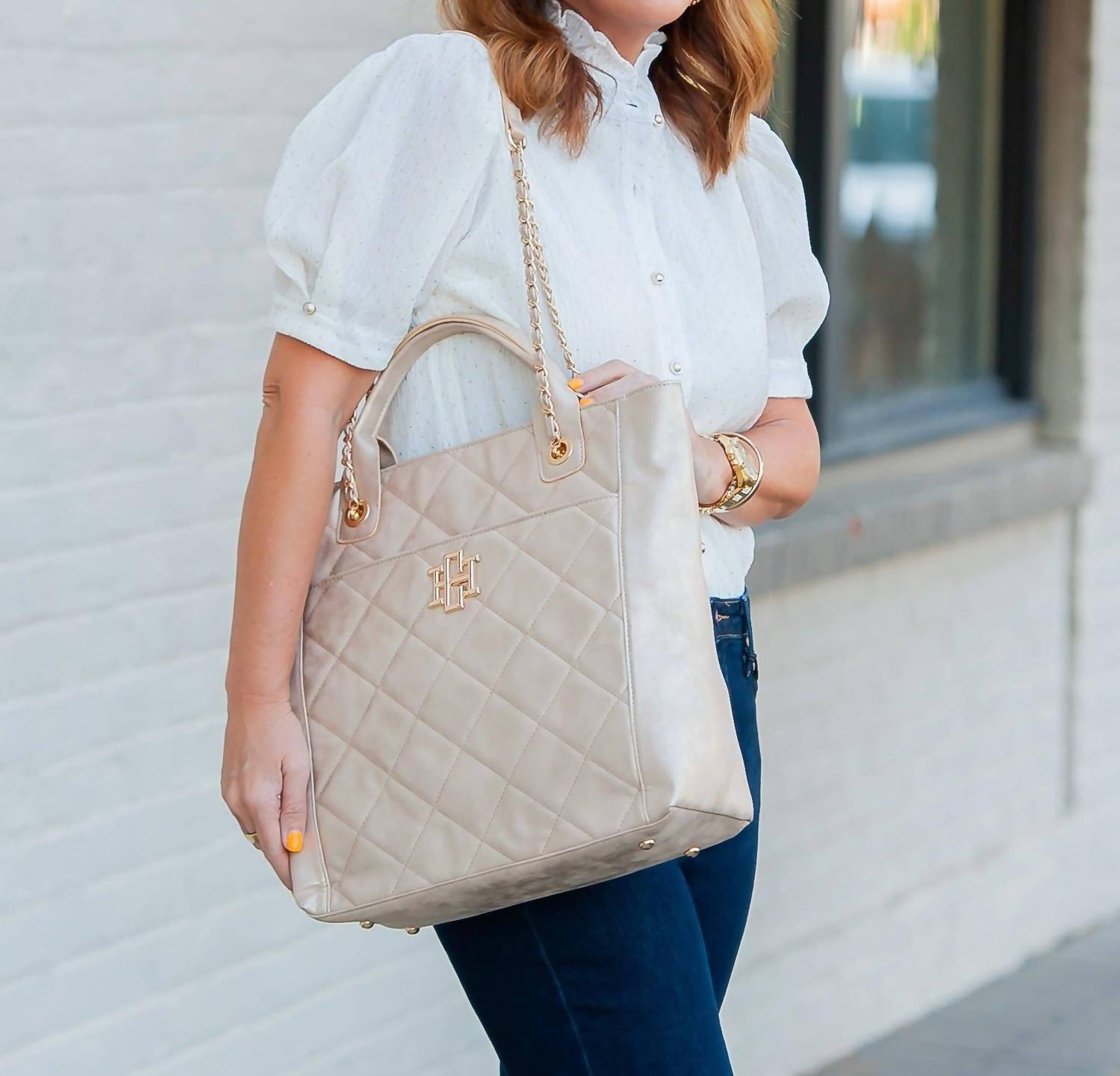 Caroline Hill - Women's Kinzley Quilted Vegan Leather Tote Bag