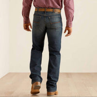 ARIAT Men's M2 Pro Series Atlas Ray Relaxed Boot Cut Jean in dark blue - men's jeans - detail view