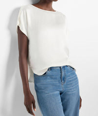 Nic + Zoe Day Gloss Woven Tee in classic cream - women's t-shirt - view 4