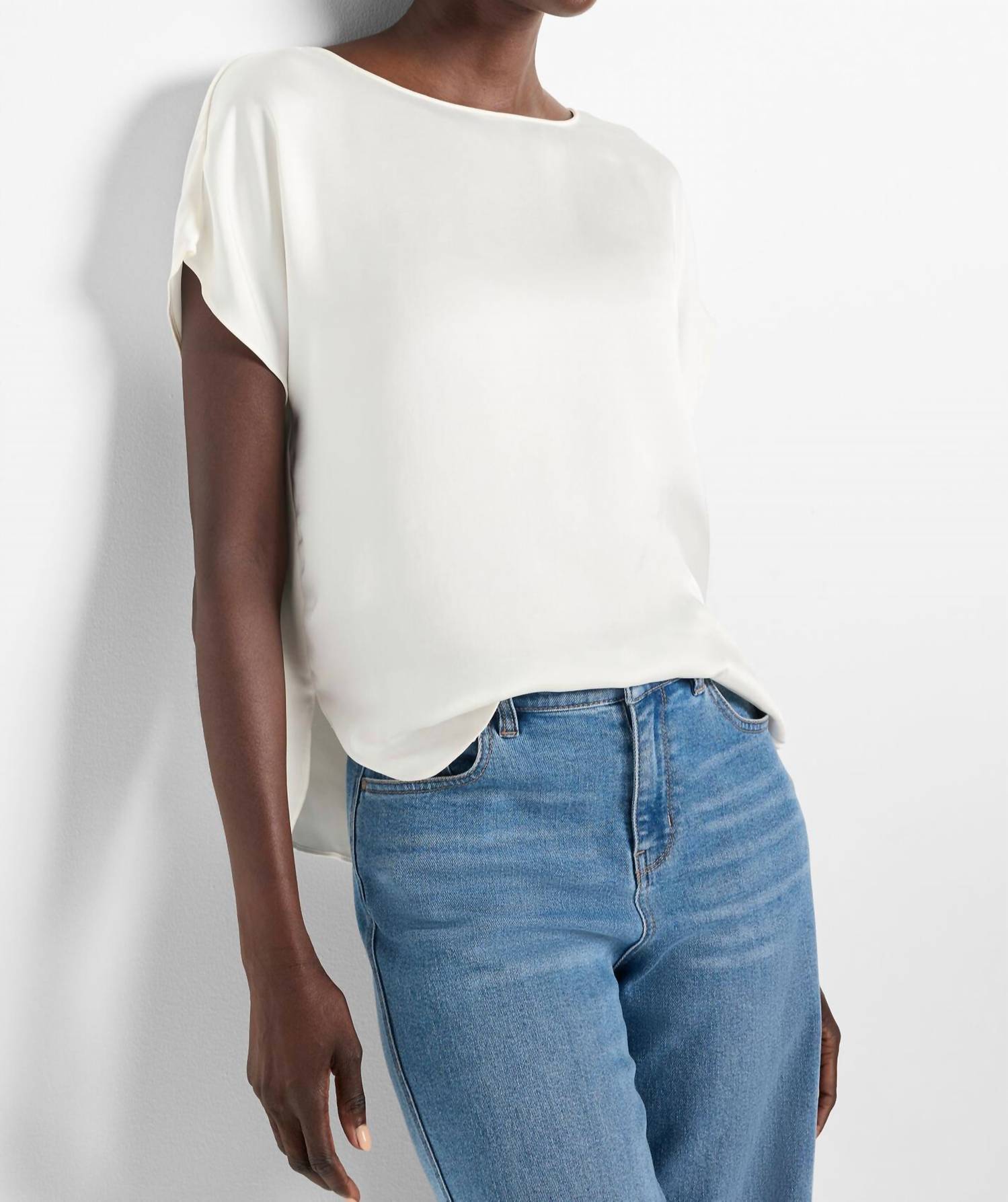 Nic + Zoe Day Gloss Woven Tee in classic cream - women's t-shirt - view 4