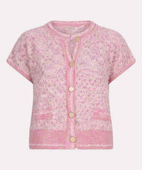 ESQUALO Fie Fancy Knit Short Sleeve Cardigan in rose - women's cardigan - view 4
