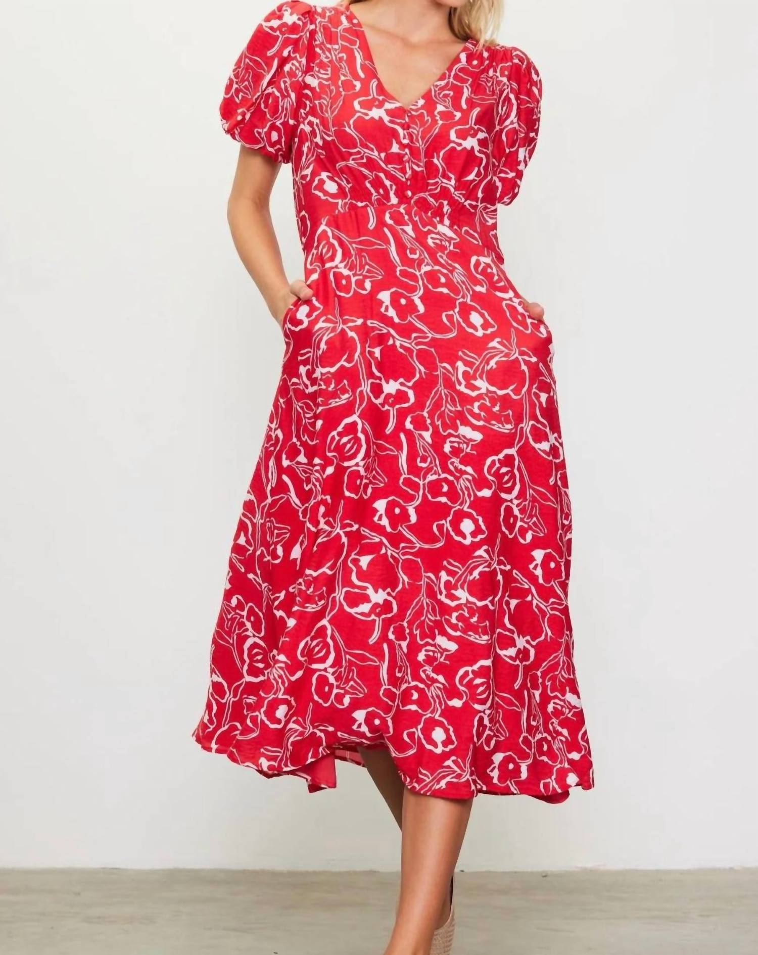 Skies Are Blue - Floral Dress - Plus