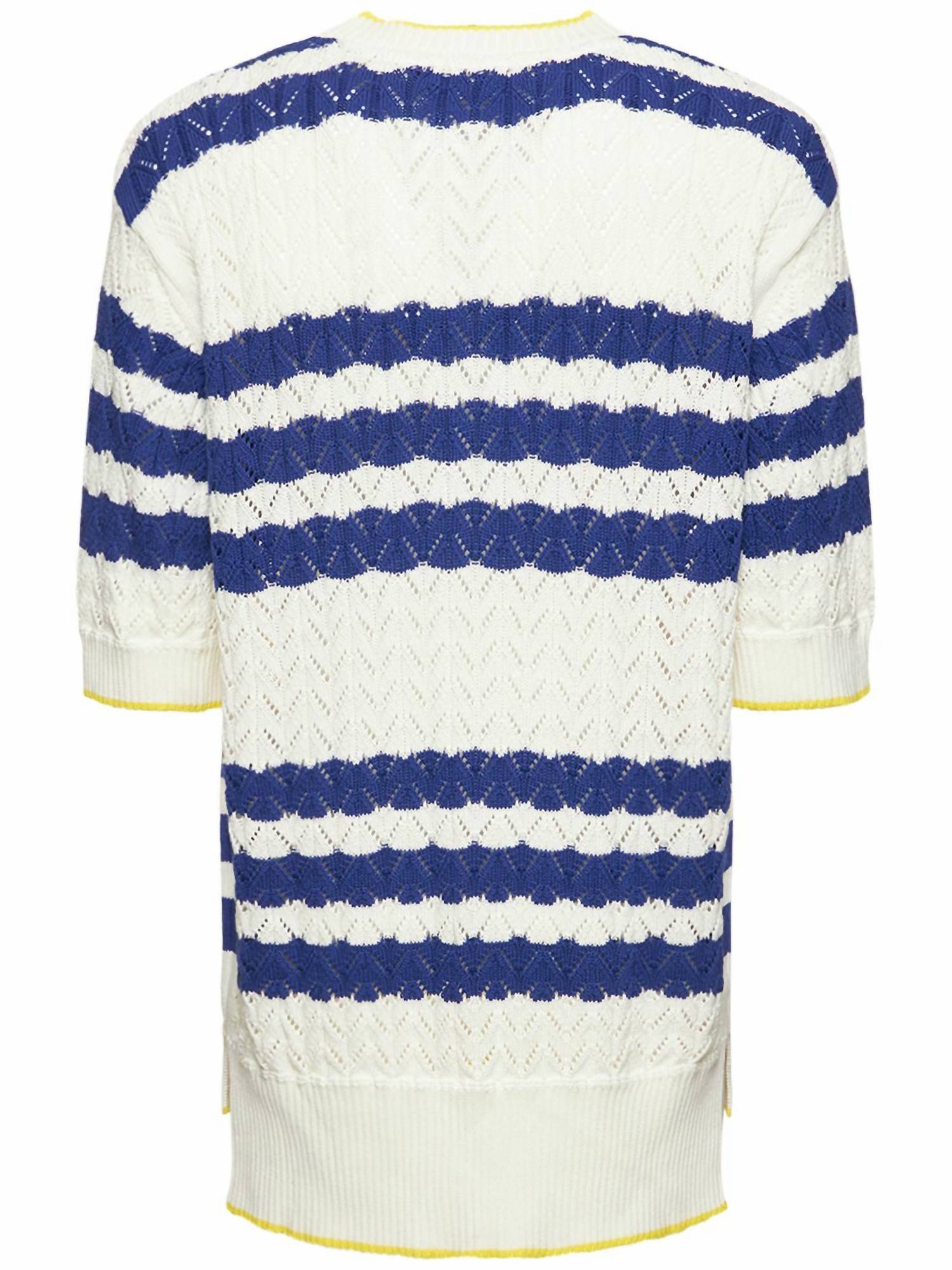 Egonlab Men’s Cotton Bunny Knit Short-sleeve Sweater in blue white - men's t-shirt - view 4