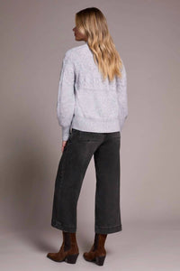 TRIBAL Long Sleeve Mock Neck Sweater in marine - women's sweater - detail view