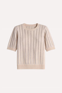 Minnie Rose - Pointelle Sparkle Short Sleeve Crew Top
