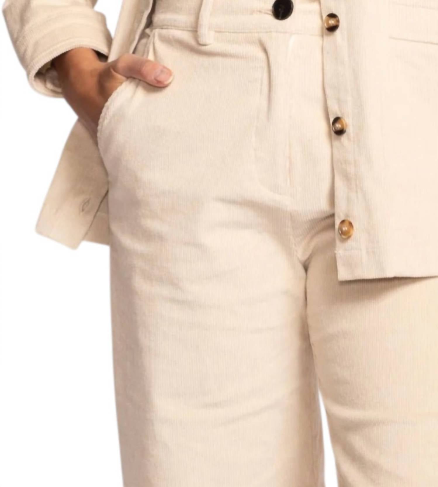 PINK MARTINI Midge Cropped Wide Leg Pants in off white - women's pants - detail view