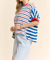 Davi & Dani - Striped Short Sleeve Boxy Tee