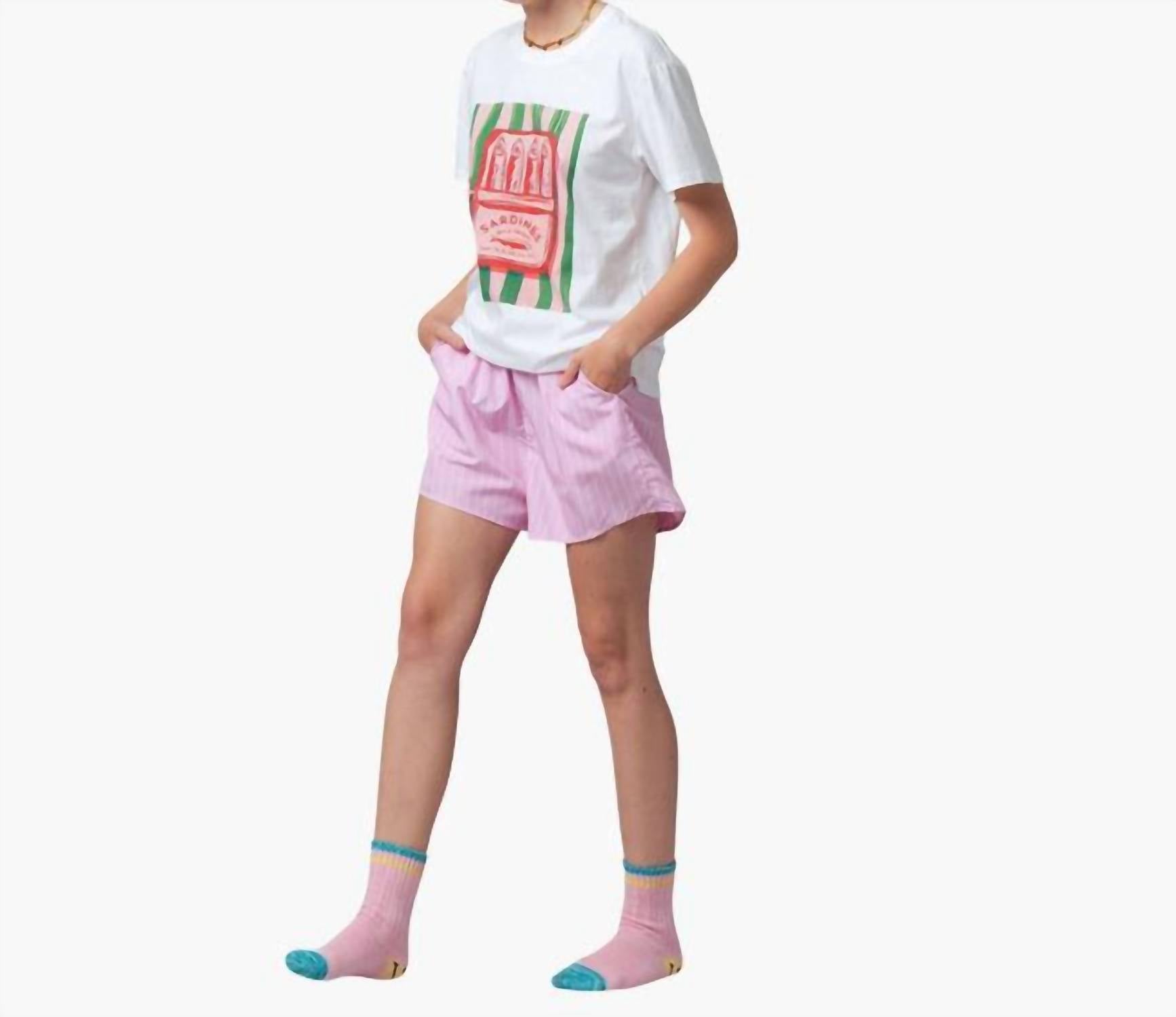 Urban Daizy Striped Shorts in pink - women's shorts - detail view