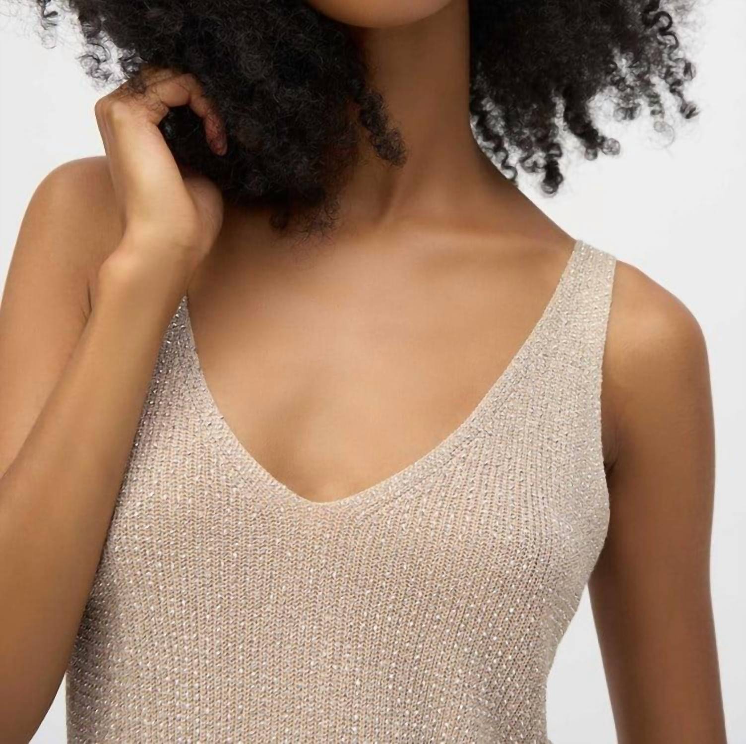 Joseph Ribkoff - Metallic Knitted Camisole With Rhinestones