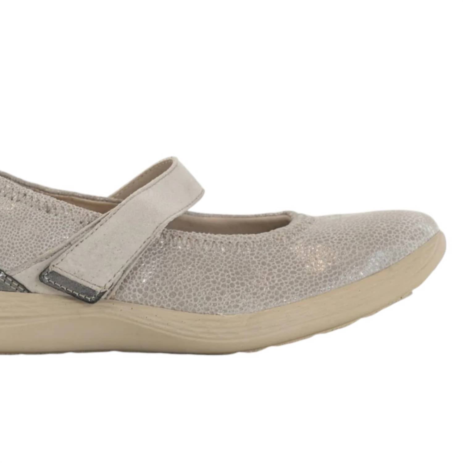 Fidelio Women's Hallux Hi-energy Mary Jane Shoes in stone metallic leather - women's shoe - detail view