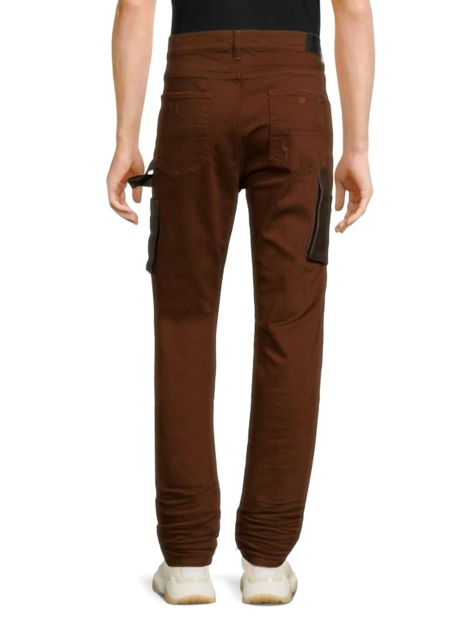 Amiri Denim Leather Workman Pants in brown - men's jeans - alternate view