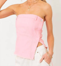 Baby Pink - Strapless Pink Denim Tube Top