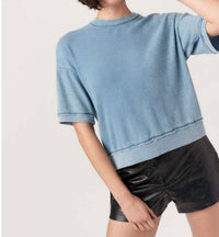 PROJECT SOCIAL T Sage Burnout Thermal Tee in b o alpine blue - women's t-shirt