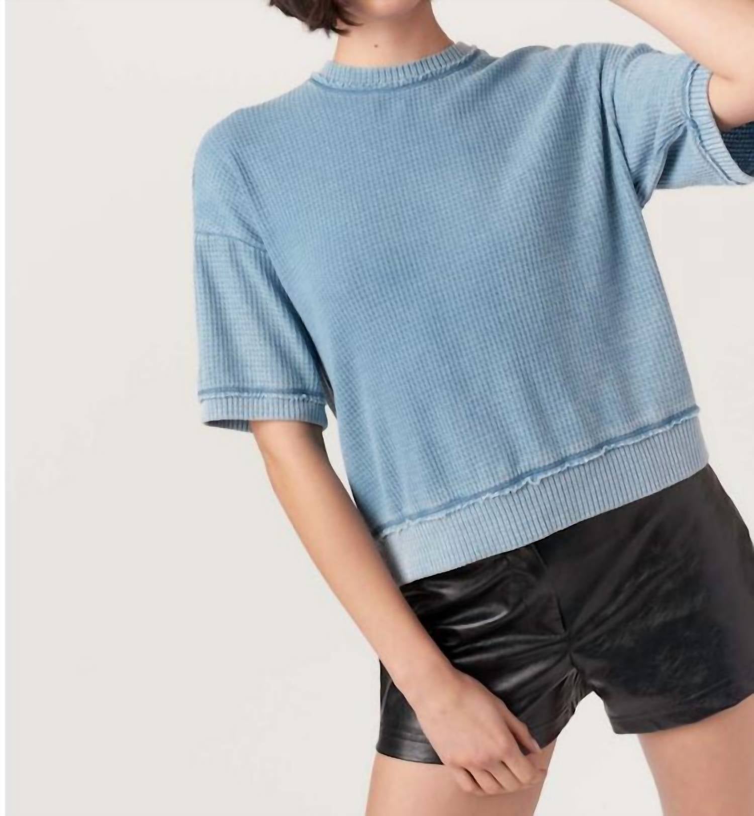 PROJECT SOCIAL T Sage Burnout Thermal Tee in b o alpine blue - women's t-shirt
