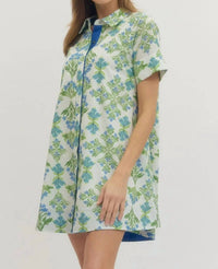 Entro - Creamy Spring Floral Short Sleeve Dress
