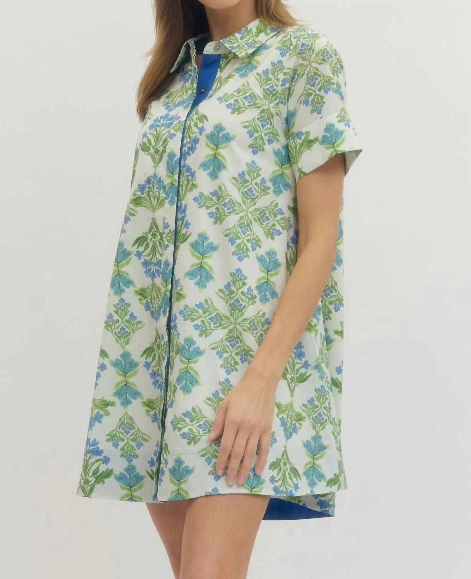 Entro - Creamy Spring Floral Short Sleeve Dress