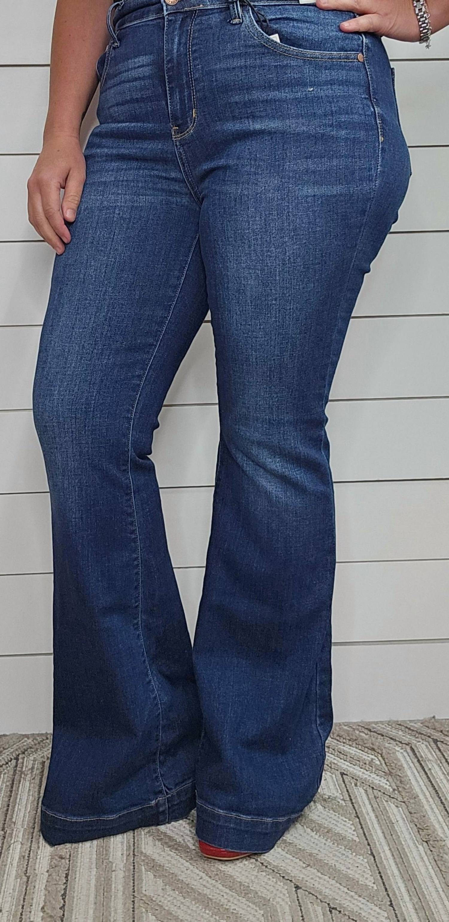 Judy Blue - Women's High Waist Wide Trouser Hem Flare Jean