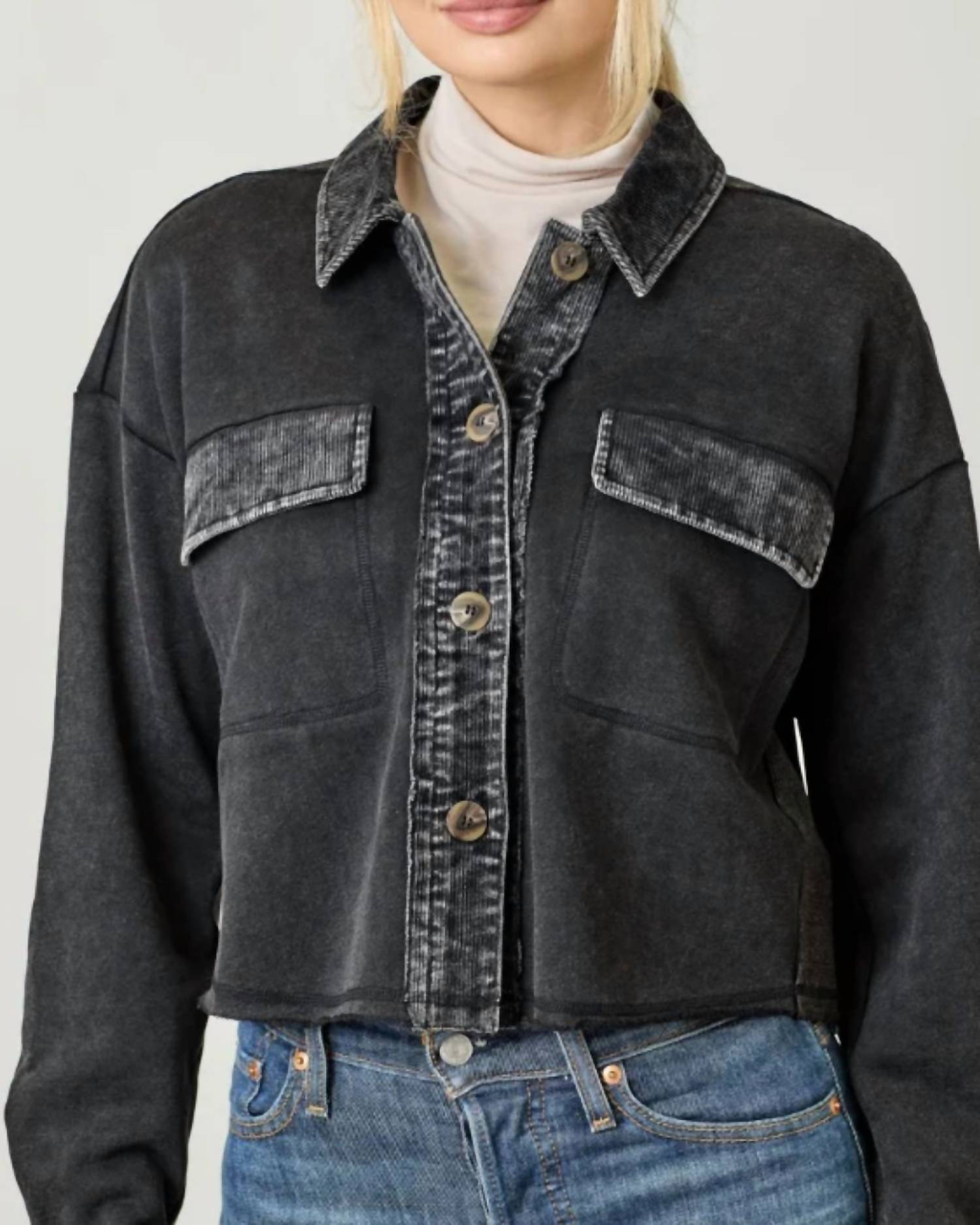Mystree - Washed Terry Cropped Jacket