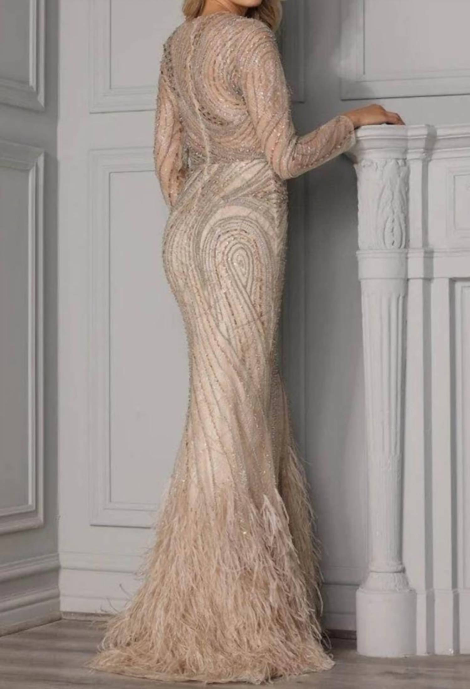 Terani Couture - Long Sleeve Mermaid Embellished Gown