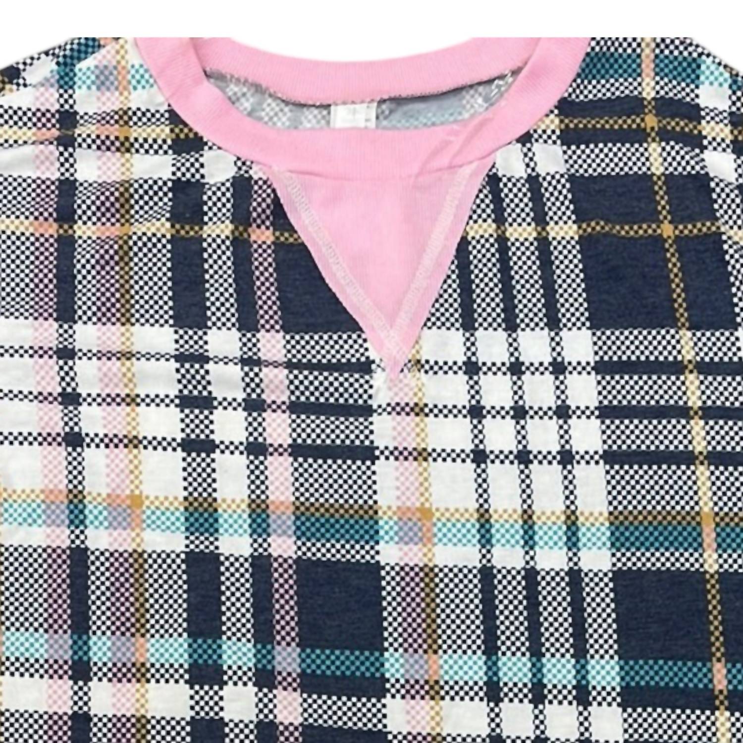 Honeyme - Women's Plaid Argyle Top