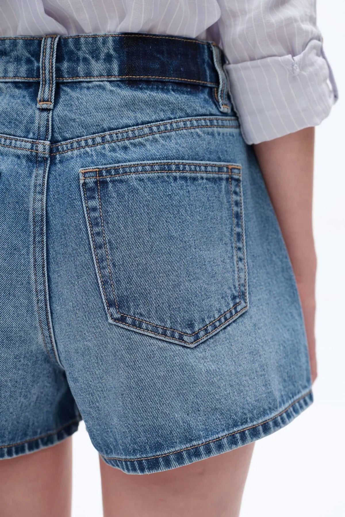 Bayeas - Mid Rise Rigid Denim Shorts