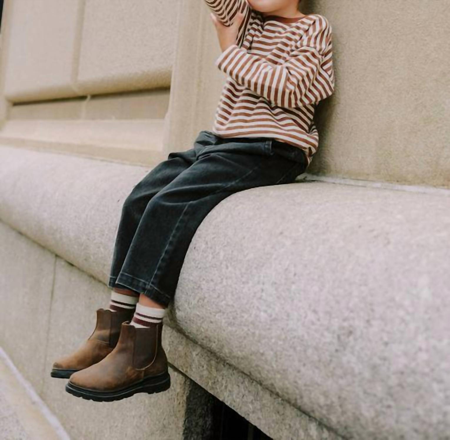 Rylee + Cru Baggy Pant in washed black 1 - kids' item - alternate view