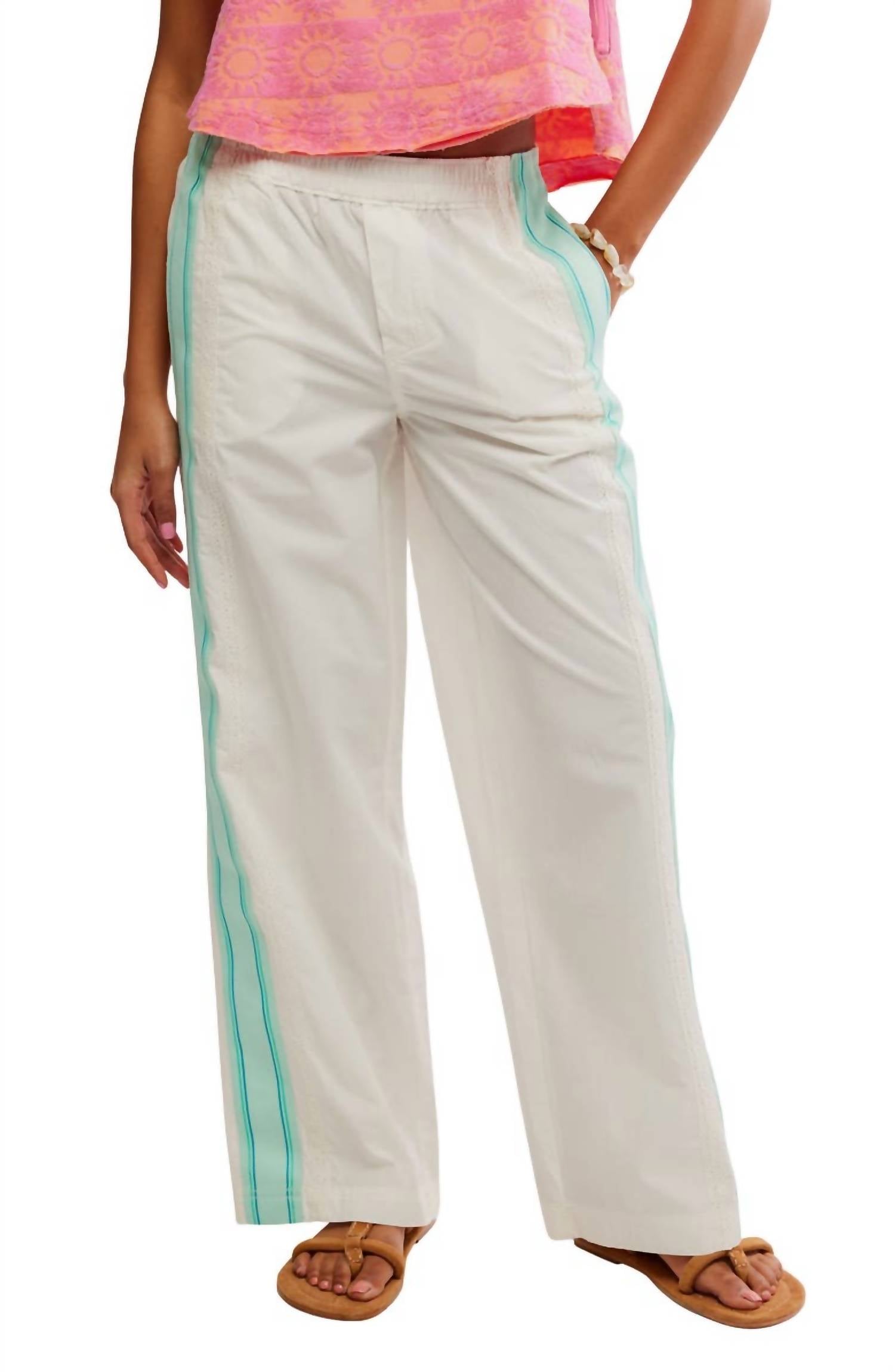 Free People Women's Team Spirit Pull On Pants in bleached aqua - women's pants