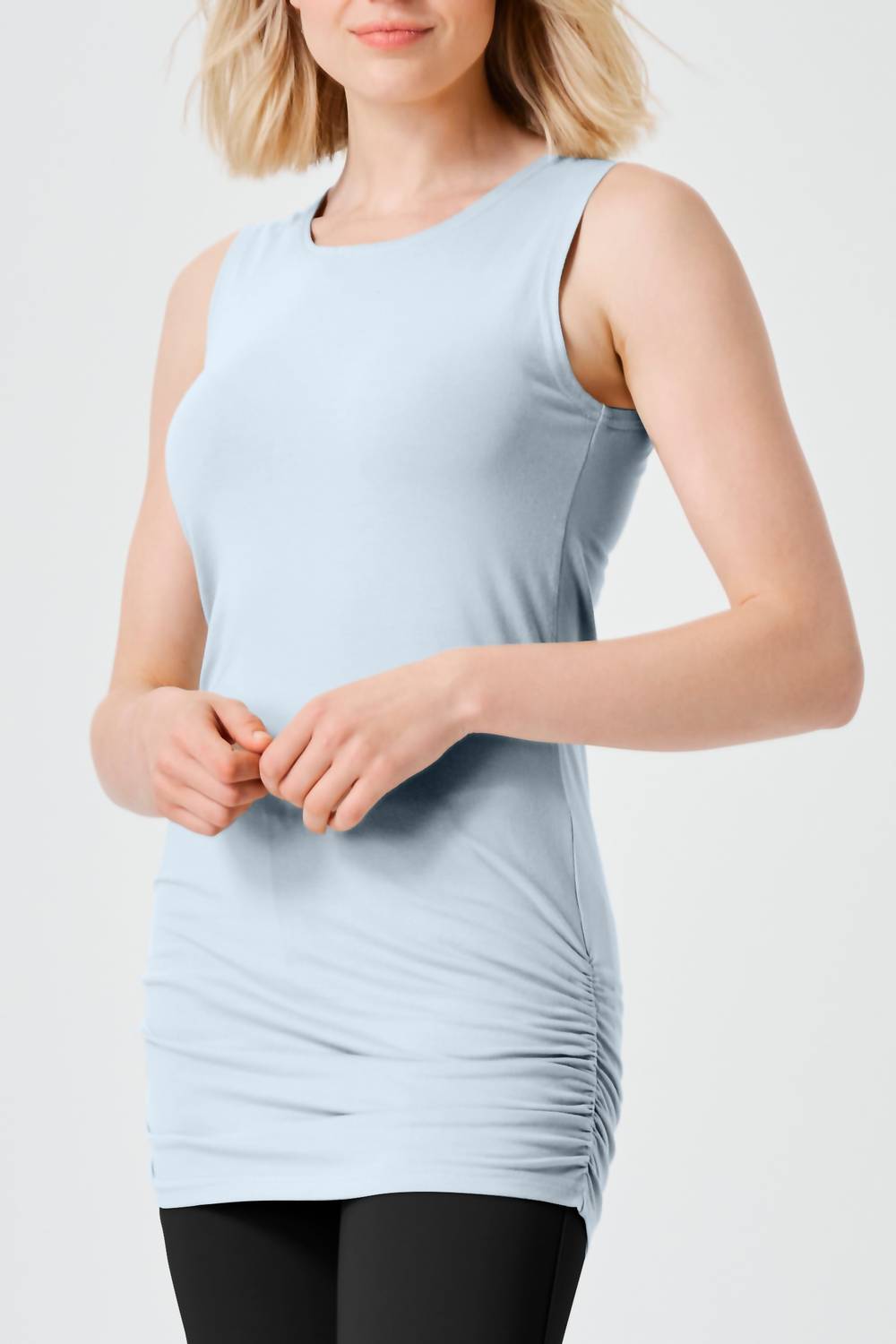 Planet By Lauren G. - Cotton Lycra Ruched Tank