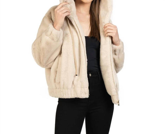 Love Token - Hooded Bomber Faux Fur Jacket