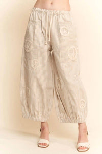 Davi & Dani - Peace Sign Pinstripe Palazzo Pants