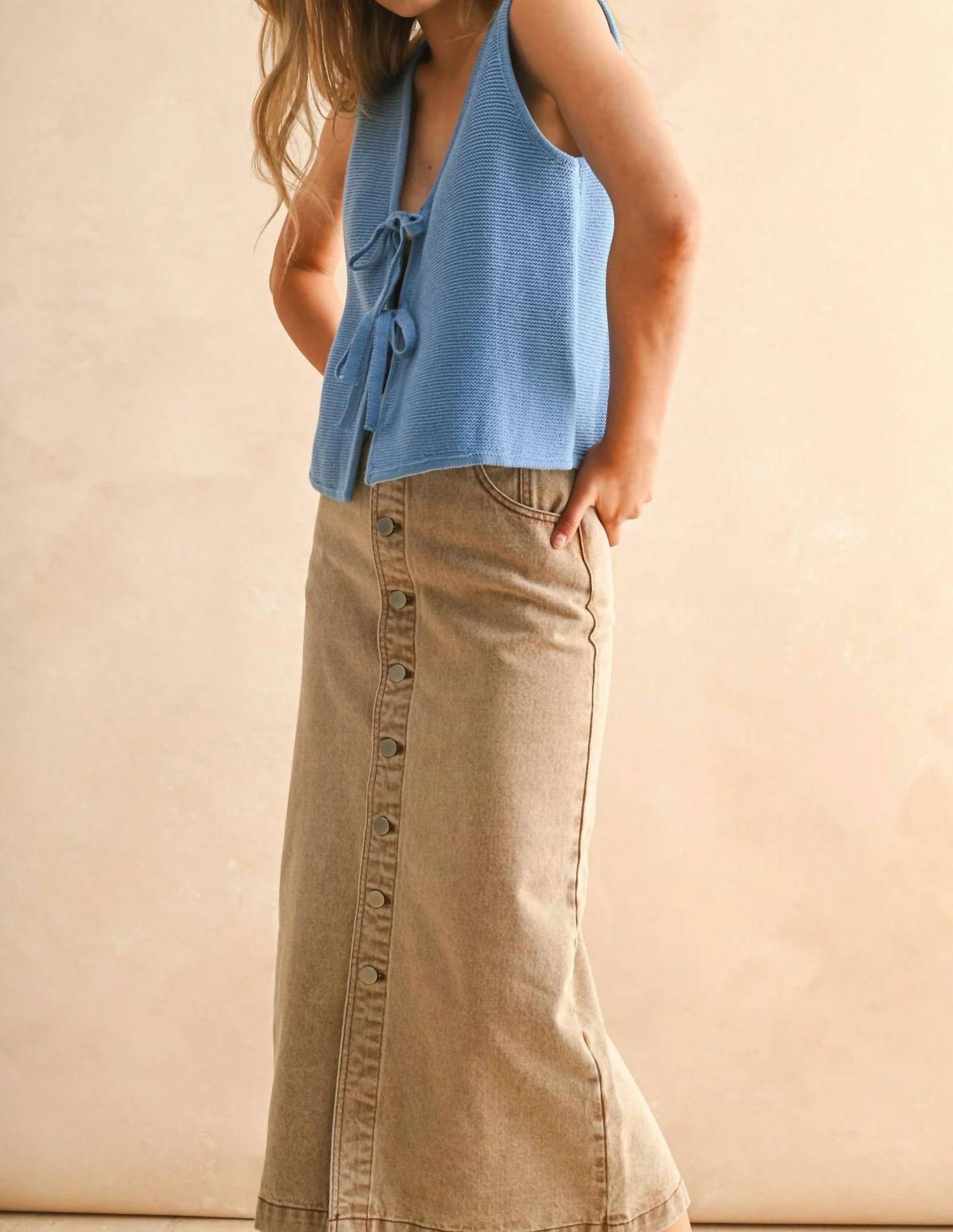 Miou Muse - Tie Front Knitted Vest Top