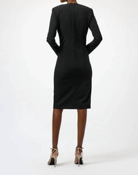 Joseph Ribkoff - Faux Wrap Long Sleeves Sheath Dress