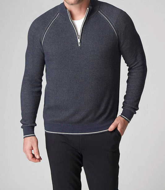 Raffi - Long Sleeve English Rib Zip Mock Sweater