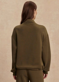 VARLEY Betsy Cowl Neck Sweatshirt in military olive - women's top - detail view