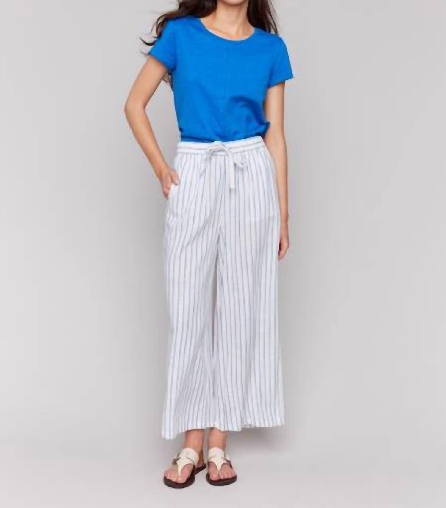 Charlie B - C5657-787A - Pull On Yarn Dye Stripe Pant