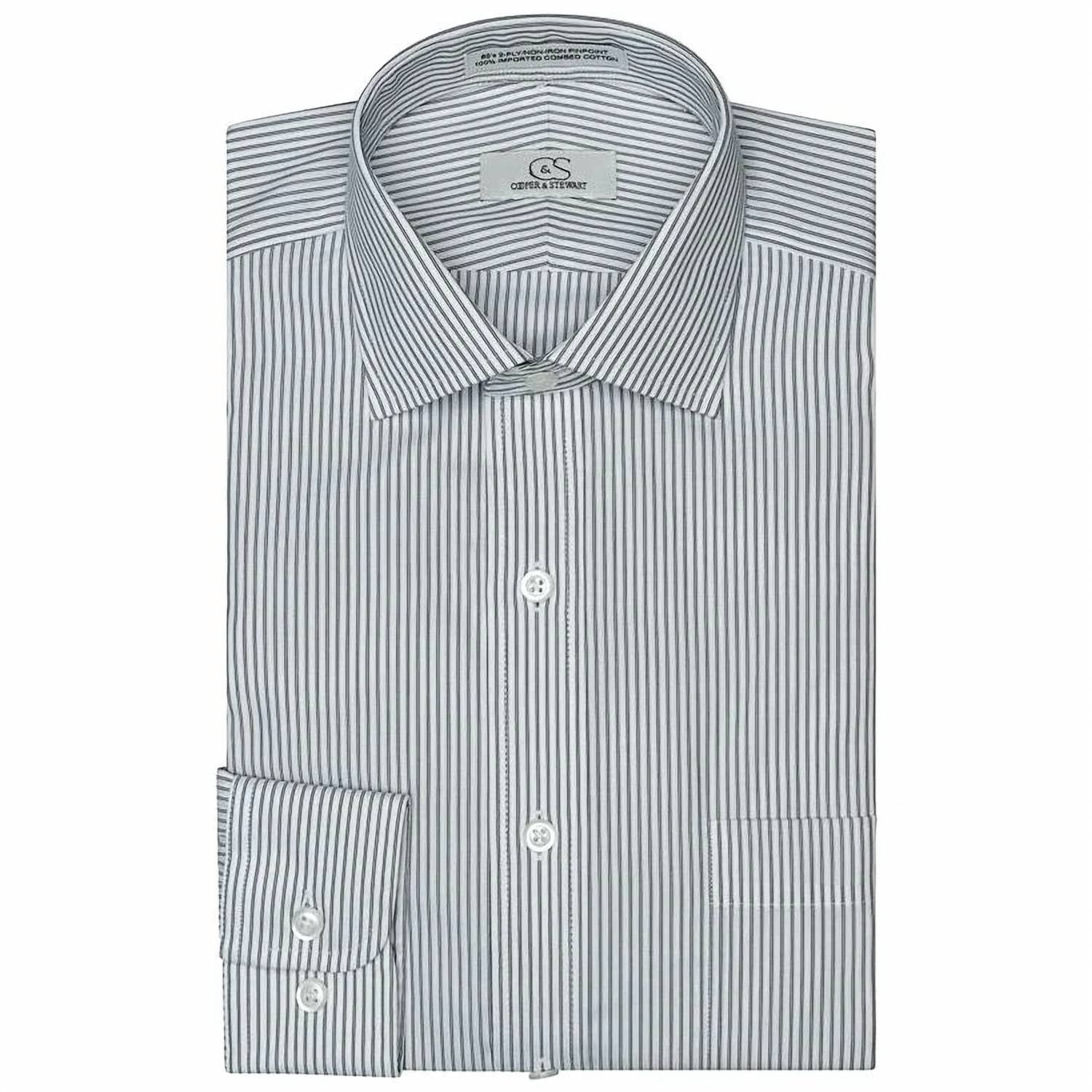 Cooper & Stewart - Men’s Franklin Satin Stripe Cotton Dress Shirt